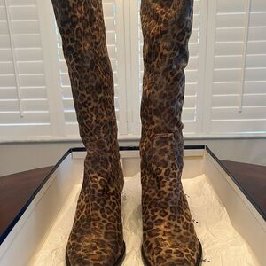 Donald Pliner Distressed Leopard Print Knee-High Women's Boots
